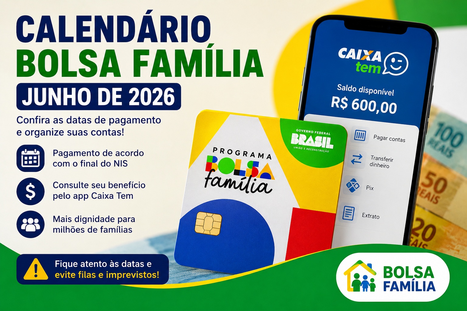 Calendário Bolsa Família Junho de 2026